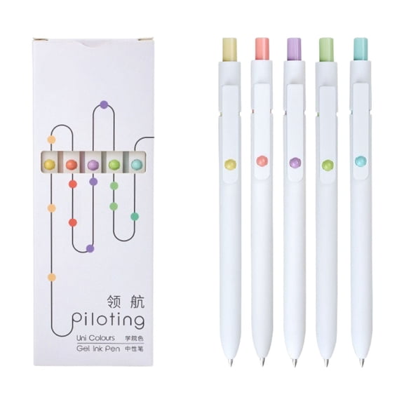 0.5mm Cute Aesthetic Retractable Gel Pens Set, Academic Style Black Ink Click Pen For Journaling, Soft Grip Fine Point Pens For Desk Supplies (Multicolor, 14.5*1)