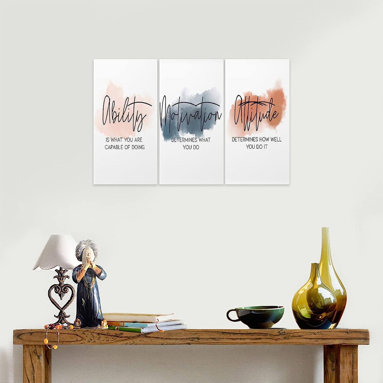 3 Piece Inspirational Canvas Wall Art Quotes Motivational Mindset Print Pictures for Office Wall Decor,Triptych Entrepreneur Poster Framed Artwork for Women Men Home Decor Ready to Hang (36"Wx18"H)