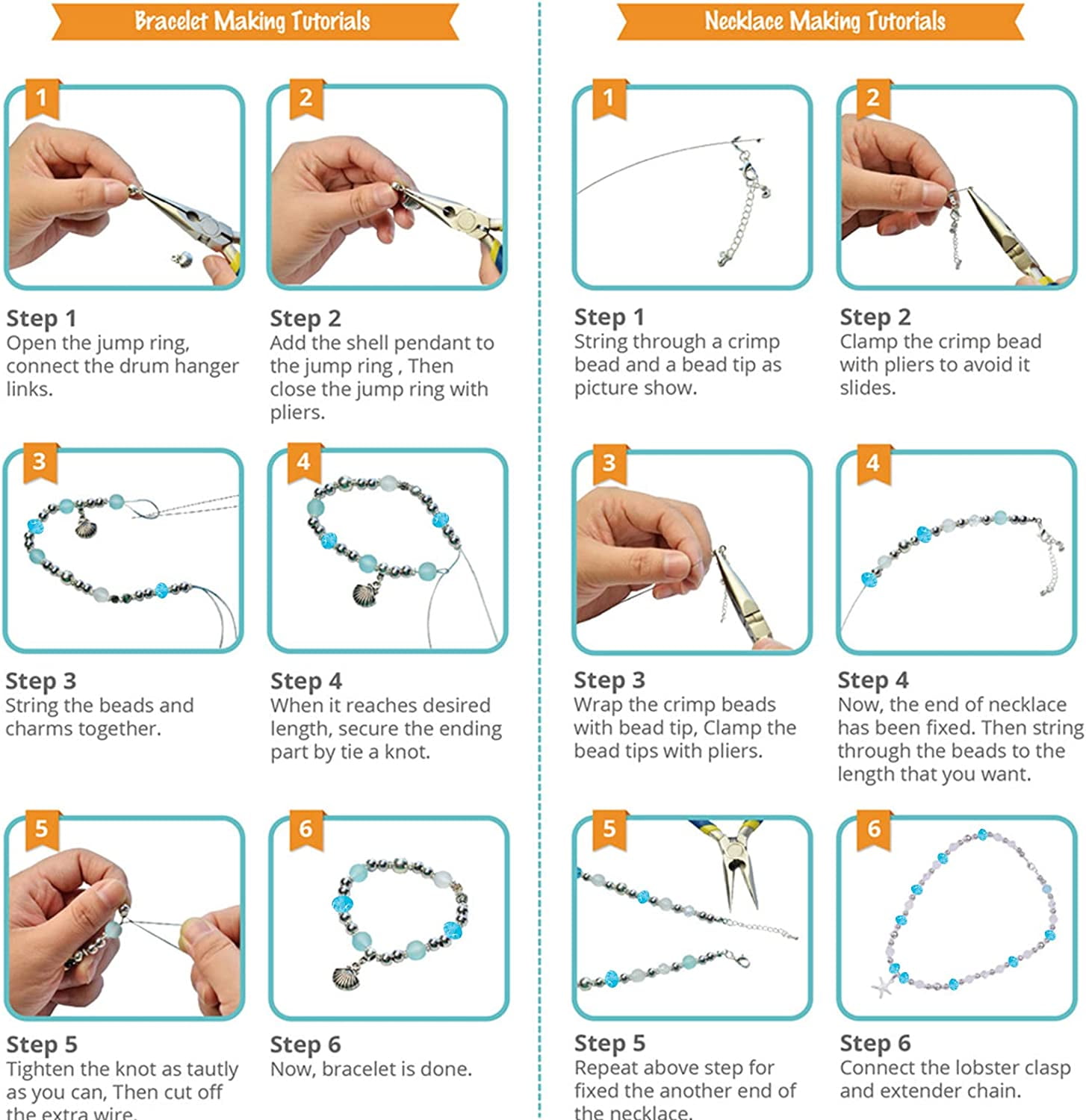 1 Box 650+pcs Luxury Jewelry Making Kits Beaded Charm Christmas Bracelet Necklace DIY Craft Gift Beading Starter Kits Finding Pliers Tools for Teen Adults Women Friendship Instruction Colorful DIY