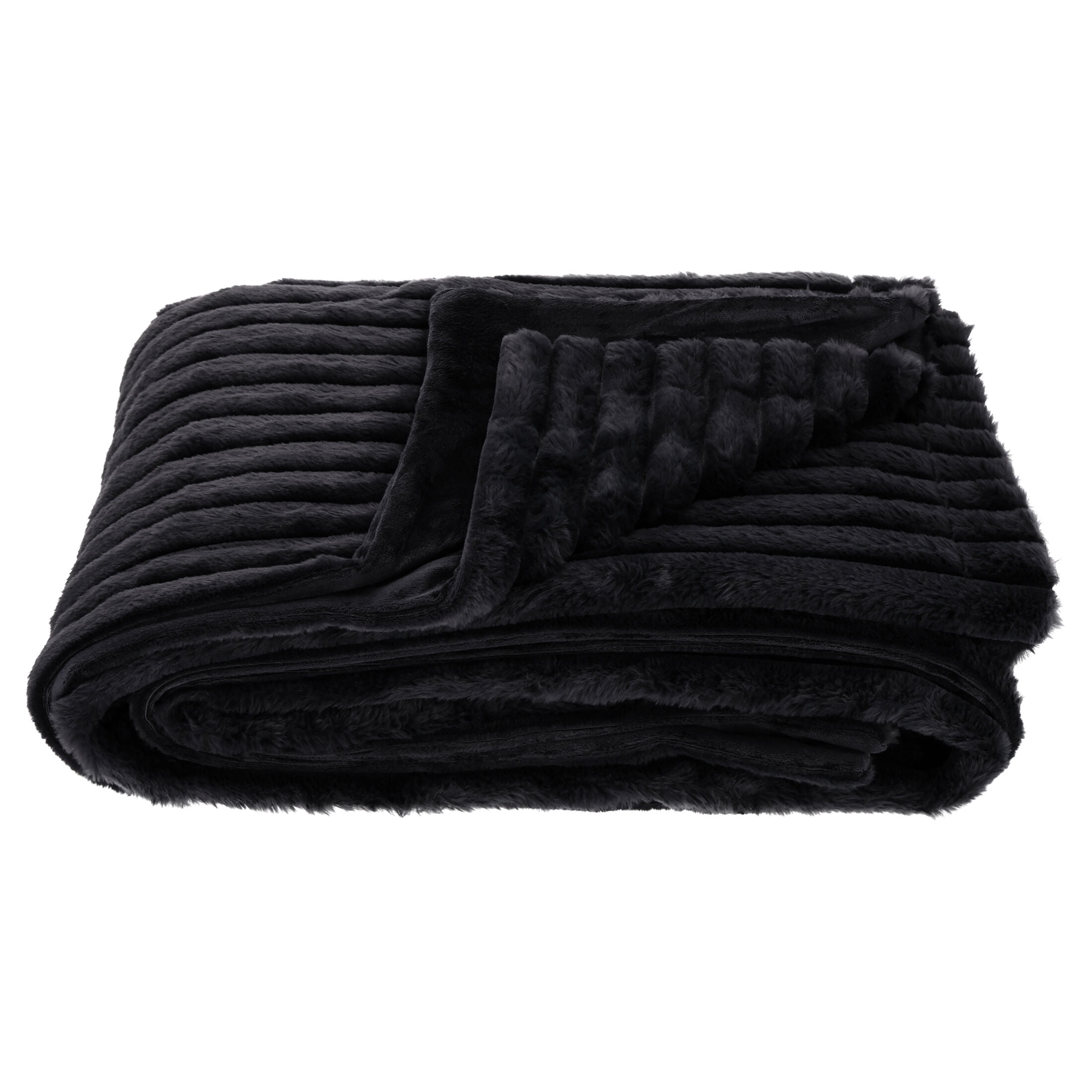 Mainstays Channel Faux Fur Blanket, Greystone, Full/Queen, 86" x 90"