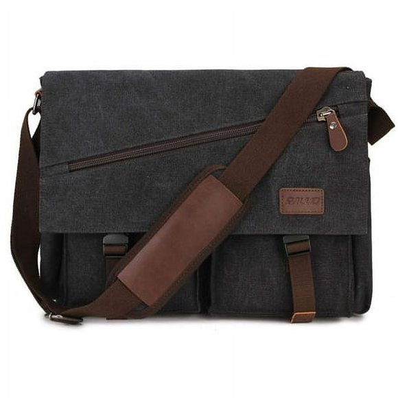 Sac Messager pour Hommes, Résistant à l'Eau Sac à Bandoulière en Toile Unisexe pour Ordinateur Portable 14 Pouces Sacoche Bandoulière pour Travail et Université