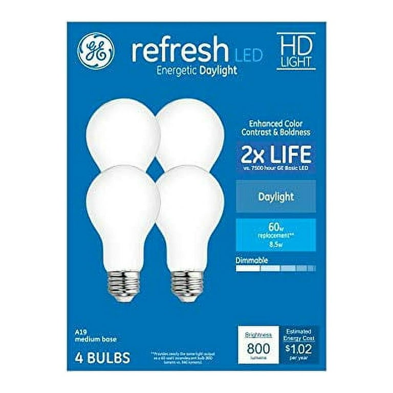 General Electric 60W Equivalent Dimmable A19 LED Bulbs, 5000K