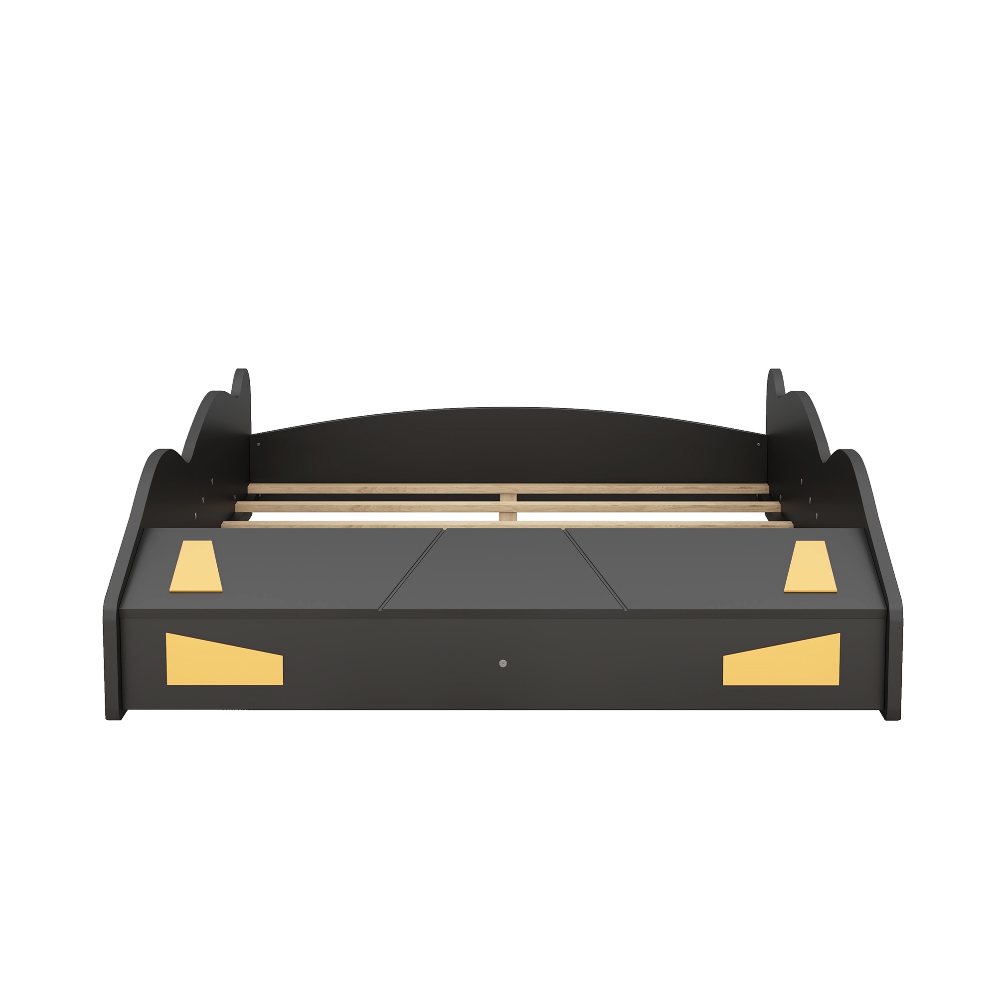 PORKISS Race Car Full Bed, Full Size Floor Bed with Storage, Toddler Bed with Slat, No Box Spring Needed, Montessori Bed, Full Bed for Kids, Boys, Black