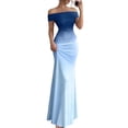 thumbnail image 3 of Laqbezok Women's Gradient Off-Shoulder Maxi Dress, French Chic Slim Fit Evening Gown, Ombre Ruched Mermaid Dress for Party Wedding, 3 of 6