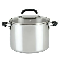 Farberware Brilliance 8 Quart Stockpot with Lid, Induction Compatible, Metal Utensil and Dishwasher Safe, Stainless Steel