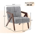thumbnail image 4 of Leumius Mid Century Modern Accent Chair,Upholstered Reading Armchair with Solid Wood Frame,Accent Chair for Living Room Bedroom Apartment, Easy Assembly,Light Gray, 4 of 9