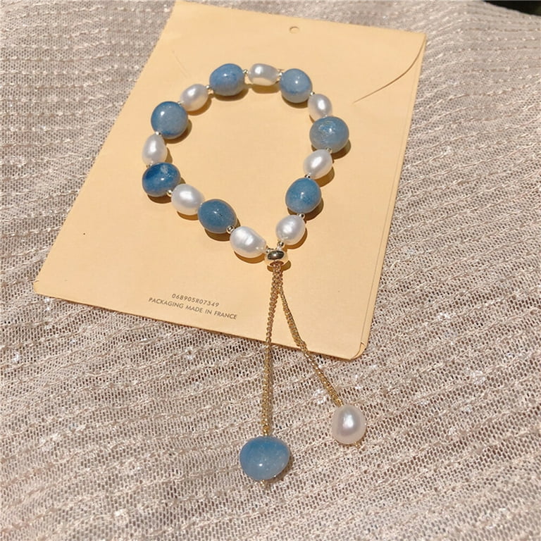 Natural Fresh Water Pearl Bracelet Fashion Blue Aventurine Bangle Creative Wrist Chain Gift Wrist Jewelry