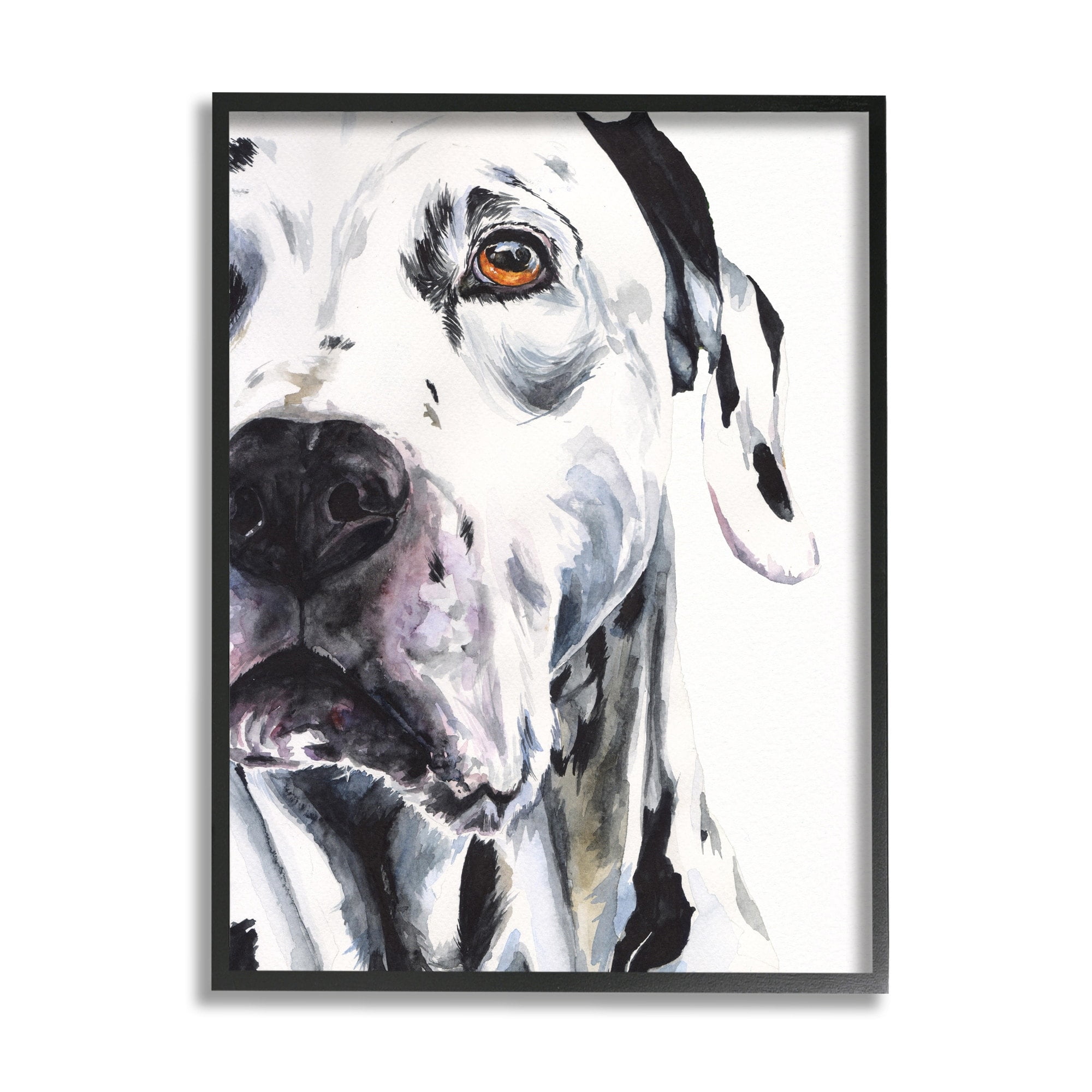 Stupell Industries Dalmatian Pet Dog Portrait Bold Spotted Dog Black Framed, 24 x 30, Design by George Dyachenko