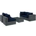 thumbnail image 2 of Modway Summon 5 Piece Outdoor Patio Sunbrella® Sectional Set in Canvas Navy, 2 of 8