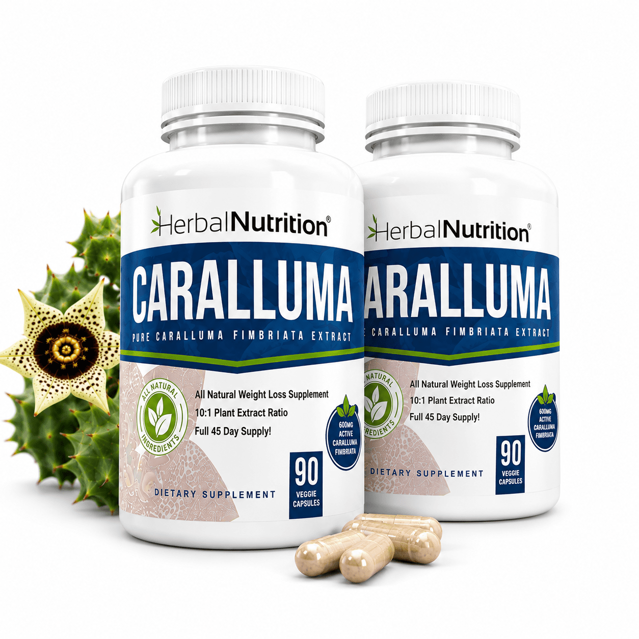 Caralluma Fimbriata 1200mg Herbal Nutrition Brand Two 90 Count Bottles! Weight Loss Supplement