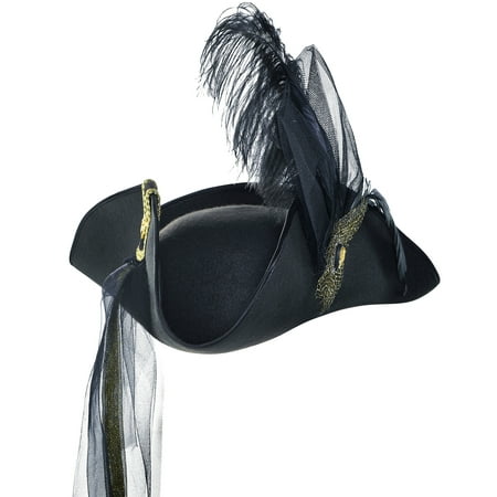 Party City Tricorn Couture Pirate Hat Halloween Costume Accessory for Adults, One Size
