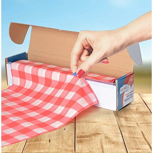 Red Gingham Picnic / Party Plastic Tablecloth Roll, Disposable Picnic