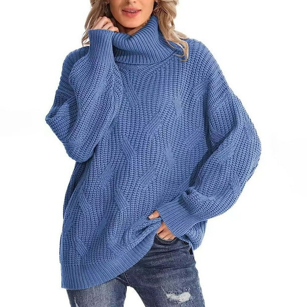 Suéter de cuello alto de moda para mujer, suéter de manga larga, suéter informal de cuello alto, suéter para mujer
