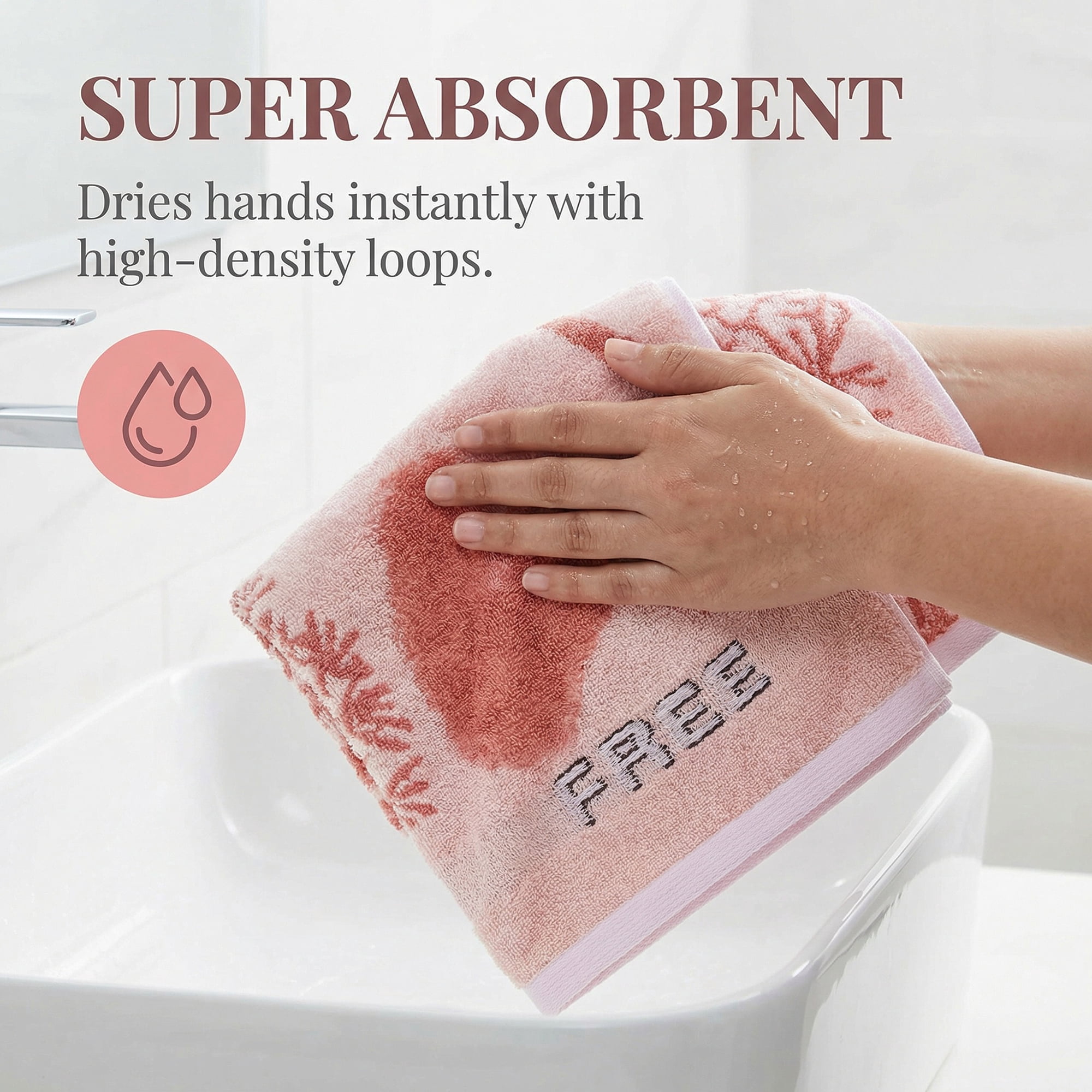 REGALWOVEN Pure Cotton Decorative Hand Towels with Dandelion Pattern, Ultra Soft Absorbent Quick Dry Bathroom Towels for Home, Spa, 29" x 13" Brown 4pk