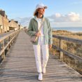 thumbnail image 4 of Womens Full Zip Stand Collar Fleece light jacket Long Sleeve Warm Casual Coat With Side Pockets for Fall Winter Hiking Athletic Wear, 4 of 5