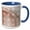 Blue/White, variant on 3drose, Image of Large Copper Metallic Circles with Silver Circles, 11oz Two-tone Red Mug