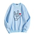 thumbnail image 1 of Gibobby Divertidas Sudaderas Mujer Día de San Valentín Te Gesto Impresión Casual Top Cuello Redondo Manga Larga Sudadera Con Capucha (Azul, M), 1 of 4