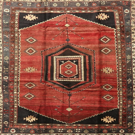 Ahgly Company Indoor Square Traditional Rust Pink Persian Area Rugs, 4' Square