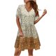thumbnail image 2 of Puntoco Vestido Casual De Verano De Manga Corta Para Mujer, Cuello En V, Estampado De Flores, Cintura Alta, Playa, Lindo Mini Vestido De Flores Con Columpio, Amarillo M, 2 of 6