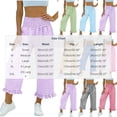 thumbnail image 4 of Cmtiyu Wide Leg Pants for Women, Baggy Elatic Waist Gingham Pants With Ruffle Hem, Casual Beach Trousers,S-2XL, 4 of 7
