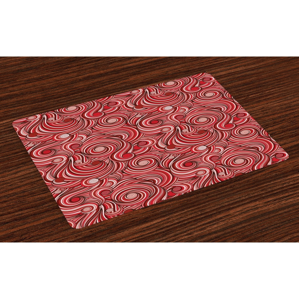 Asian Placemats Set of 4 Modern Autumn Season Wavy Holiday Festival