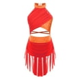 thumbnail image 2 of iiniim Girls Lyrical Dance Ballet Dress Gymnastics Leotard Latin Jazz Stage Performance Fluorescent Orange 8, 2 of 7