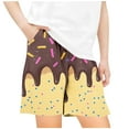 thumbnail image 2 of Toddler Girl Clothes under $5 Elastic Waistband Pocket Ice Cream Cake Print Summer Casual Pants Loose Sports Shorts 5-14Y Brown 13-14Years, 2 of 4