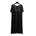 thumbnail image 3 of ATENAR Nightgowns for Women,Womens Dresses,Soft,Comfort Fit,Cotton,Short Sleeve,V Neck,Black,XL, 3 of 3