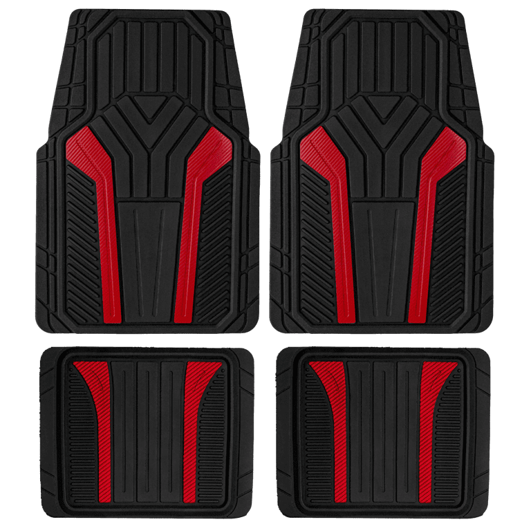 Auto Drive 4-Piece Carbon Fiber Red Sport Floor Mats photo 1