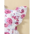 thumbnail image 6 of Liacowi Infant Baby Girl Romper Floral Print Flying Sleeves Lace Panel Snap Bottom Summer Breathable Jumpsuit Summer Outfit, 6 of 9