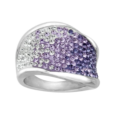 - Luminesse Ring with Purple-Lavender-White Fade Swarovski Crystals in Sterling Silver