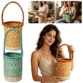 thumbnail image 4 of Handwoven Seagrass Basket African Woven Storage Tote with Handle Decorative Grocery Picnic Plant Organizer, 4 of 4
