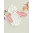 thumbnail image 3 of Newborn Baby Girls Boys Long Sleeve Romper Hooded Patchwork Jumpsuit Autumn Bodysuit Clothes, 3 of 8