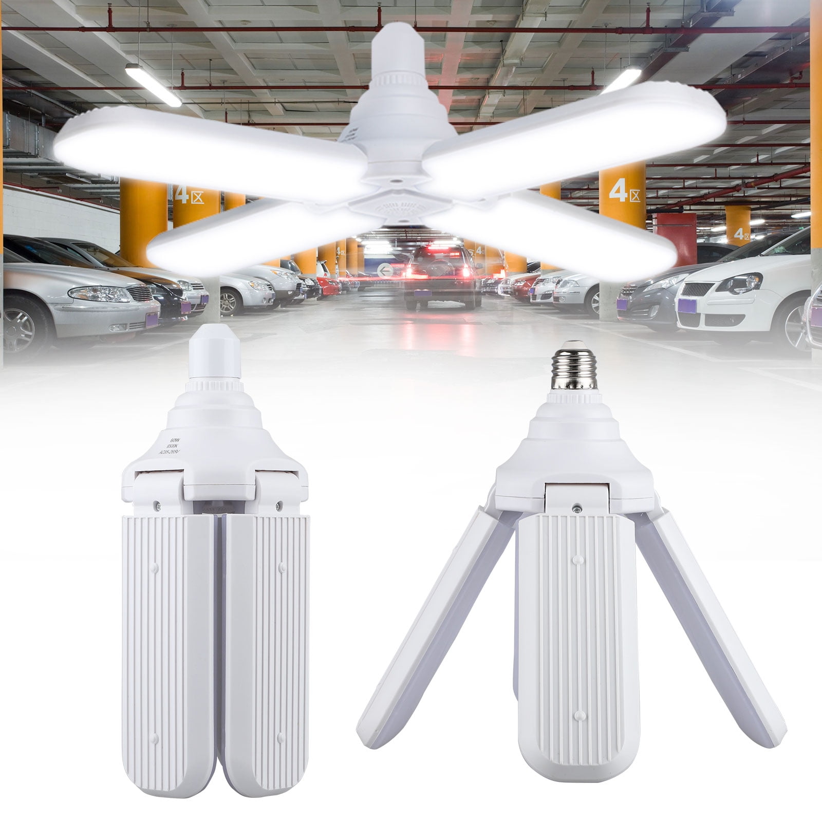 45W Deformable Garage LED Light Bulbs E27 Ceiling Lamps Home Workshop Trilights 