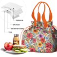 thumbnail image 4 of Pioneer Flower Drawstring Lunch Bag Women - Drawstring Lunch Bag Insulated for Work Office - Stain-Resistant Large Lunchbags for Women with Multi-Pockets, 4 of 6