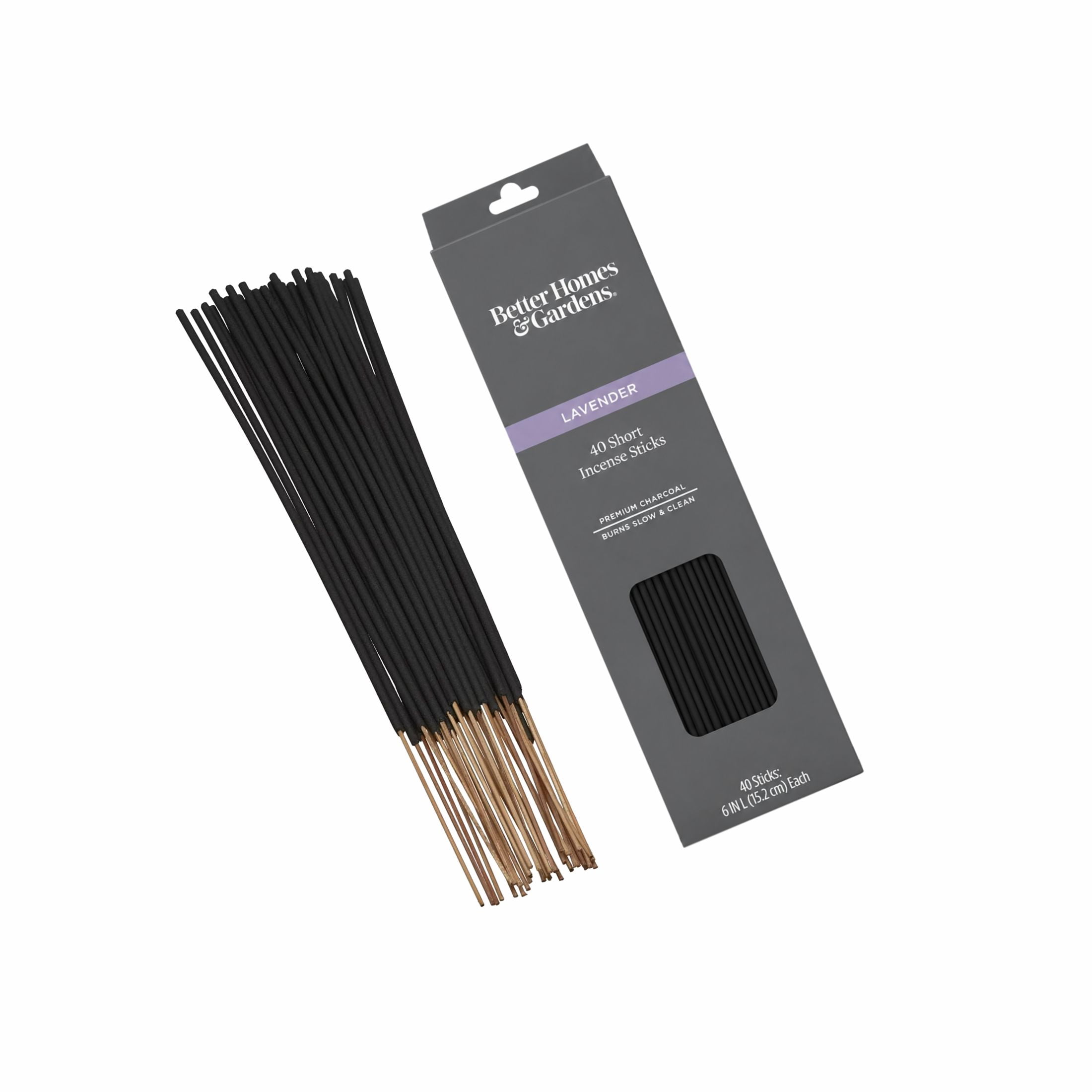 (2 pack) Better Homes & Gardens 6” Premium Charcoal Incense Sticks, Lavender, 40 Pack