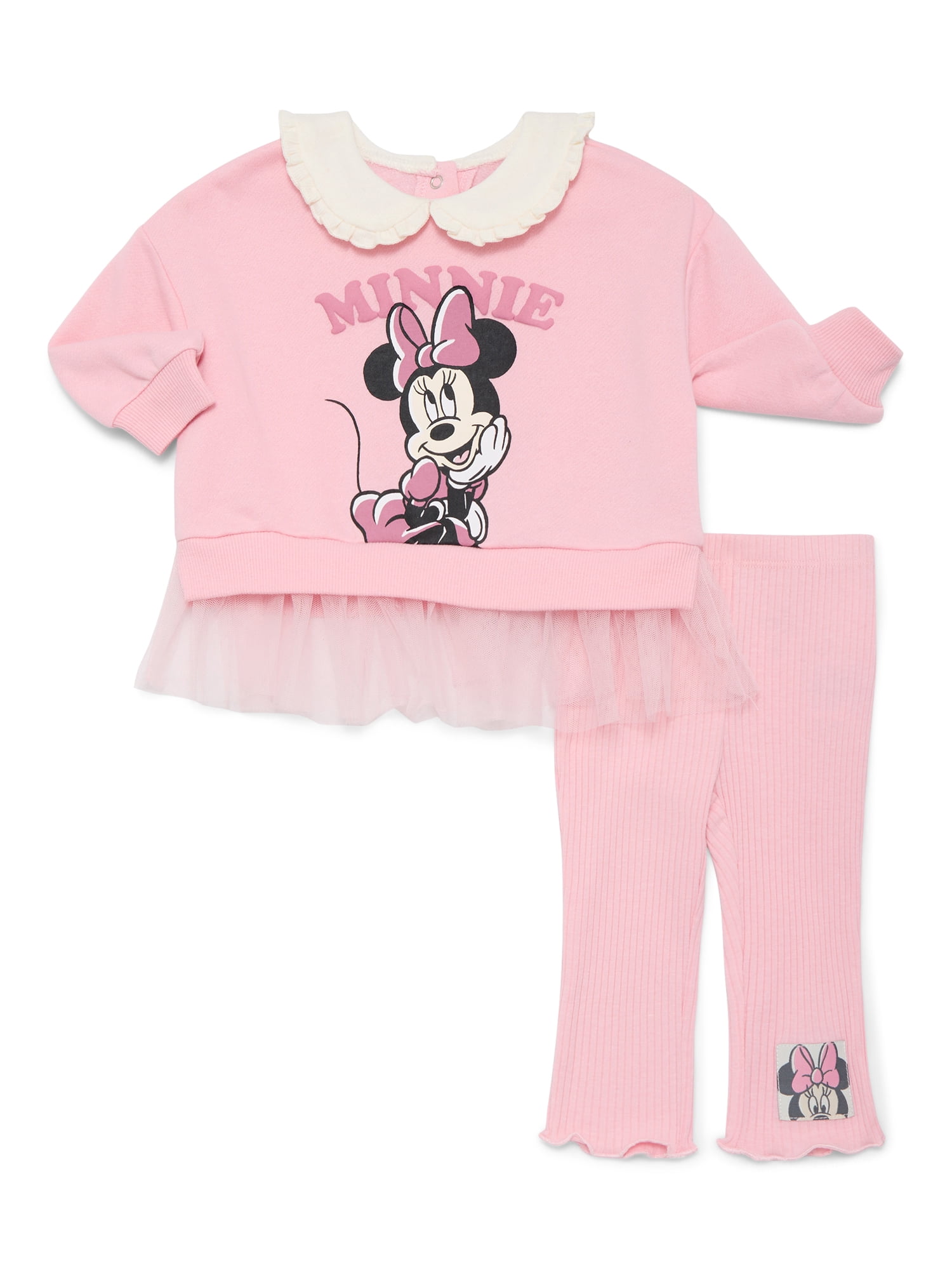 Minnie Mouse Baby Girls Layered Sweatshirt and Leggings Outfit Set, 2-Piece, Sizes 0M-24M