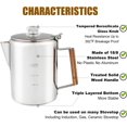 thumbnail image 3 of APOXCON Multi Use Coffee Percolator Using On Indoor Induction Cooktop, Electric Stove, Outdoor Campfire Stovetop, Camping Coffee Pot with Glass Knob Top 9 Cup, 3 of 8