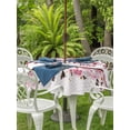 thumbnail image 3 of Outdoor Tablecloth with Umbrella Hole for Patio/Picnic/Party/Camping, Pink Mother's Day Waterproof Table Cloth Round Cover Washable, Watercolor Flowers Modern Polka Dot Striped (Dia 60"), 3 of 8