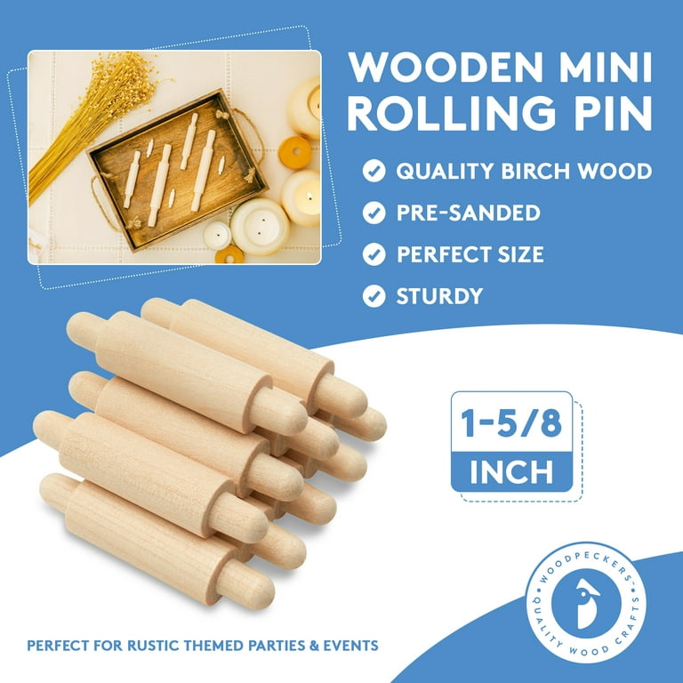 Wooden Mini Rolling Pin, 1-5/8 inches, Pack of 100, Perfect for Scrapbook  Projects, Miniatures, Party Decor, and Crafts, by Woodpeckers 