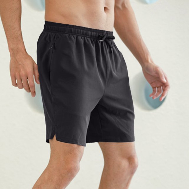 Men's Casual Shorts for Spring and Summer Solid Color Zipper Pocket Slit Trousers with Drawstring Tie Rope Five-Pocket Design Comfortable Everyday Wear