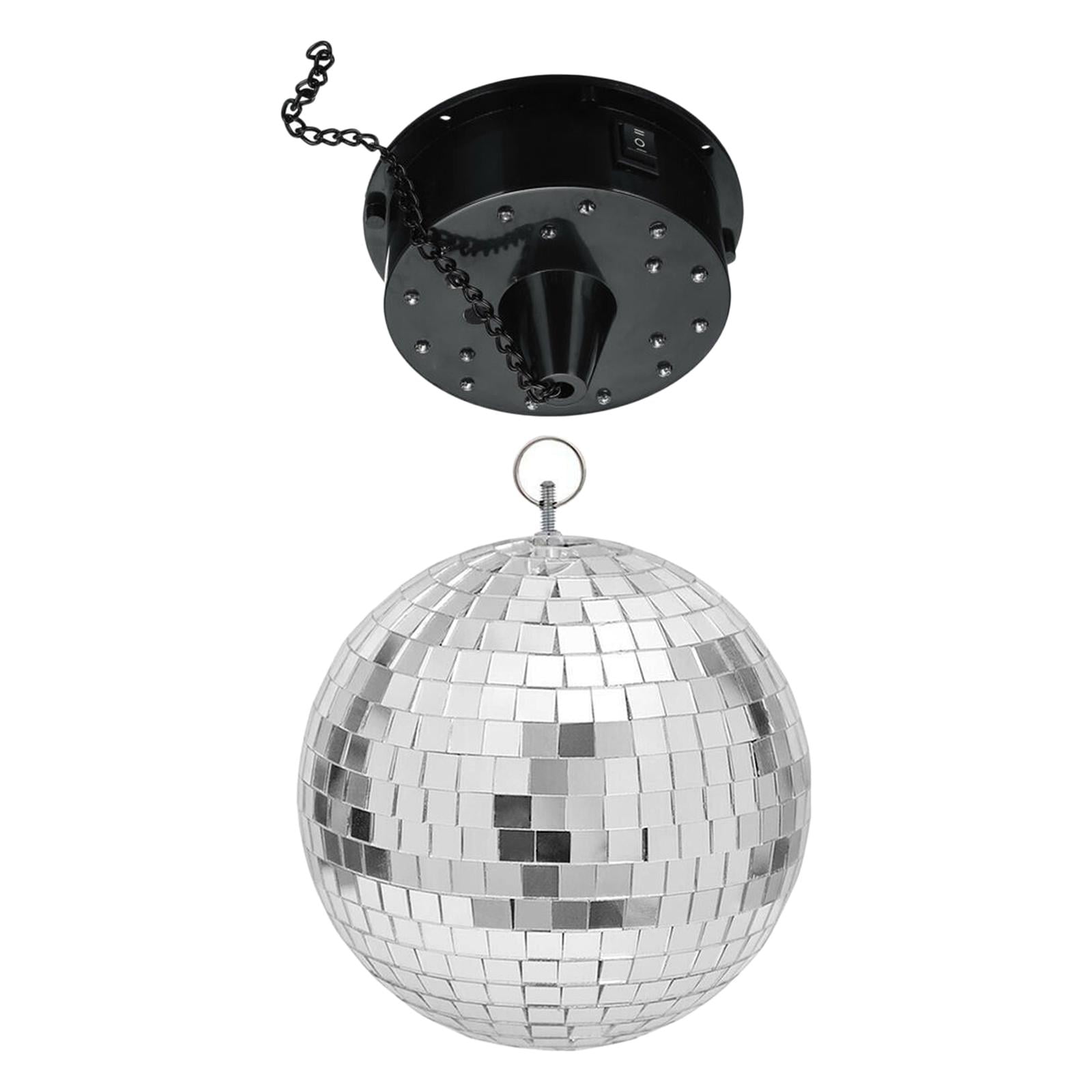 Adjustable 5-9 RPM Mirror Ball Rotating Motor With 24 RGB LEDs – Remote Control For 4-12" Disco Balls (USB/Battery)