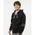 thumbnail image 2 of J. America - Sport Lace Colorblocked Fleece Hooded Sweatshirt - 8832 - Black, 2 of 5