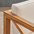 thumbnail image 3 of Elisha Outdoor Acacia Wood Club Chairs with Cushions, Set of 2, Teak and Beige, 3 of 10