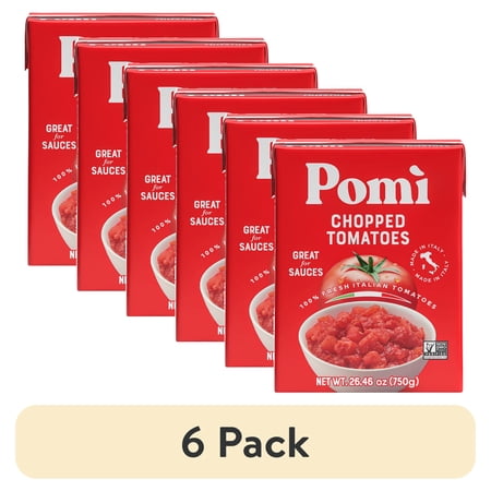 (6 pack) Pomi Chopped Tomatoes, 26.46 oz, 1/4 Cup per serving, 12 servings per Container