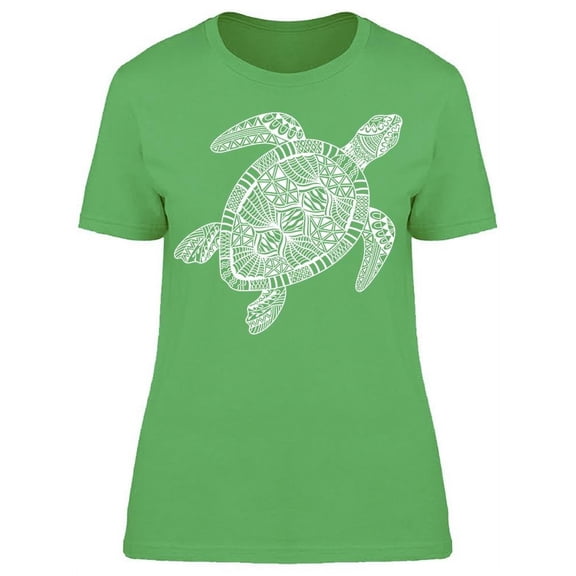 Hand Drawn Marine Turtle T-Shirt Women -Image by Shutterstock, Female XX-Large