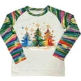 thumbnail image 5 of Women Sweatshirts Raglan Pullover Christmas Graphic Outfits Crewneck Tees Gradient Tops Christmas Tree Clothing Shining Star Clothes Snowman Tees Festival Sweatshirt, 5 of 5