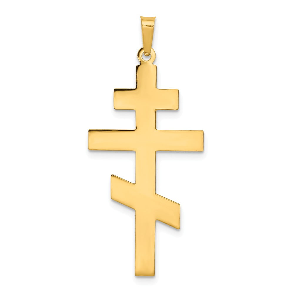 AA Jewels Solid 14k Yellow Gold Eastern Orthodox Cross Pendant Charm