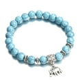 thumbnail image 3 of Ethnic Women Elephant Charm Faux Turquoise Beaded Bracelet Elastic Bangle Gift-, 3 of 6