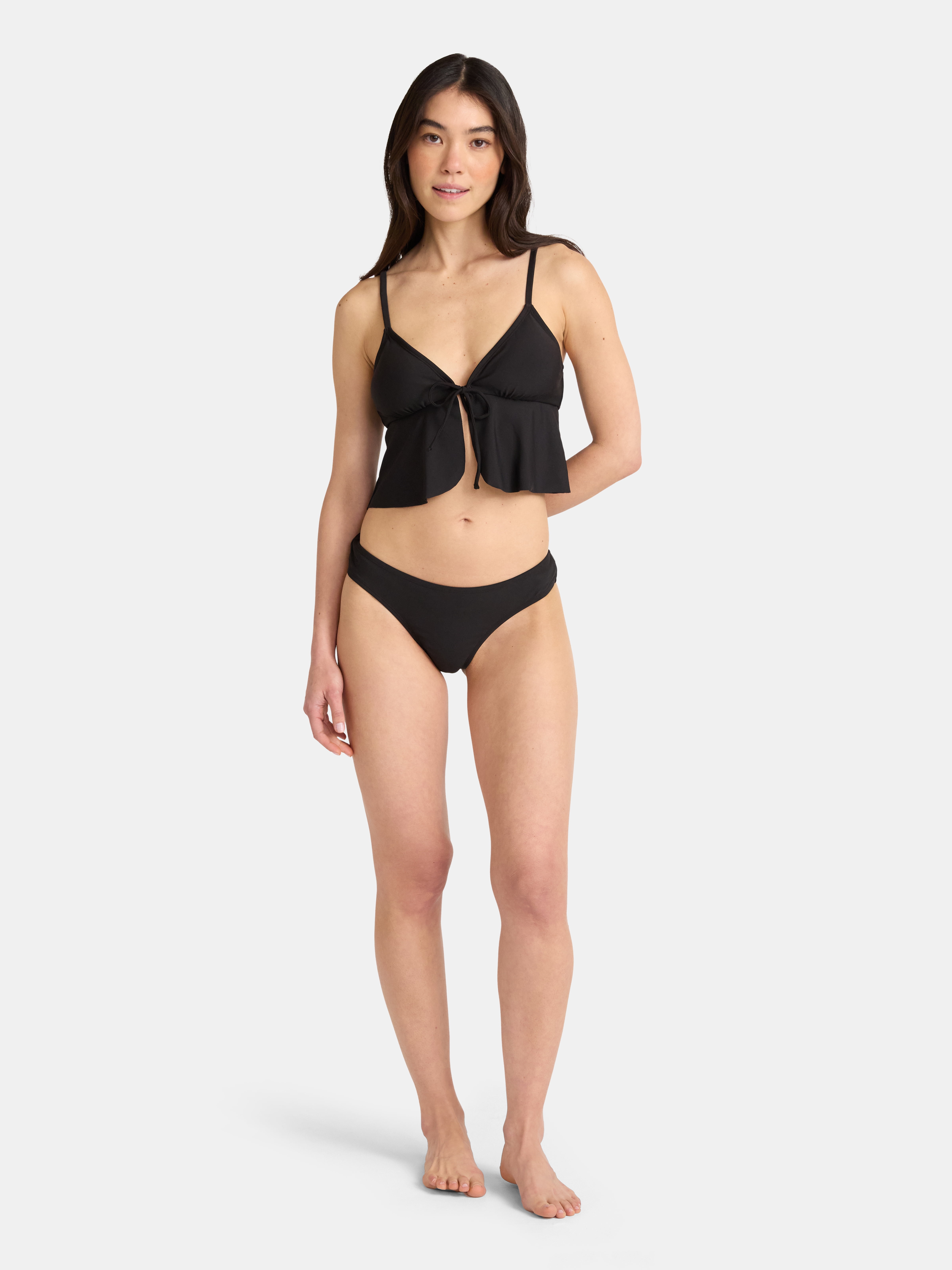 No Boundaries Rich Black Flyaway Bikini Top, Women's